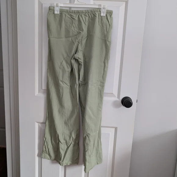 Sincerely Jules Women's Sage Green Linen Blend Elastic Waist Wide-Leg Pants - Picture 2 of 9